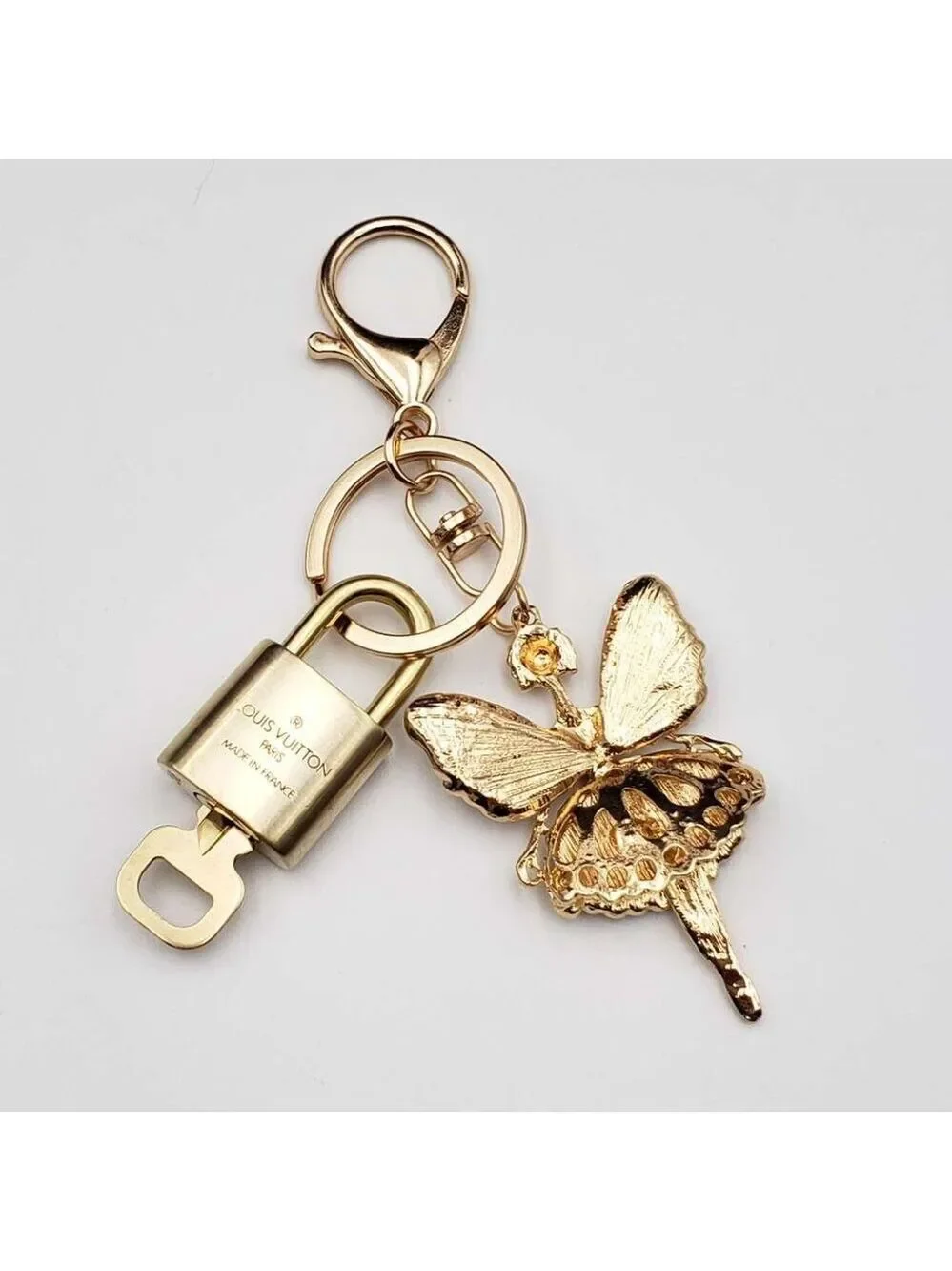 Authentic Louis Vuitton Padlock Gold 🔒 Key Set + Unbranded Fairy Keychain Charm